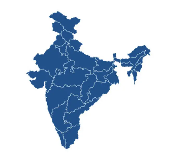 Map of India showing state boundaries